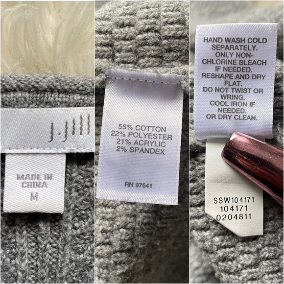 J. Jill Sweater Tunic V-neck Side Split Long Sleeve Textured Gray M - Picture 7 of 11